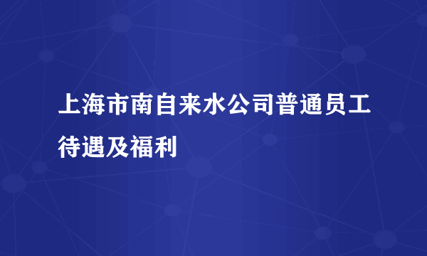 上海市南自来水公司普通员工待遇及福利