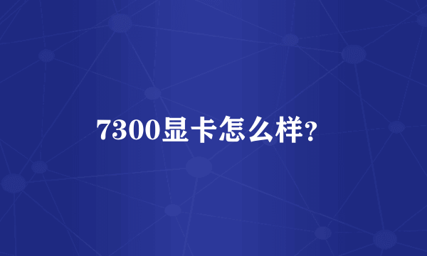 7300显卡怎么样？