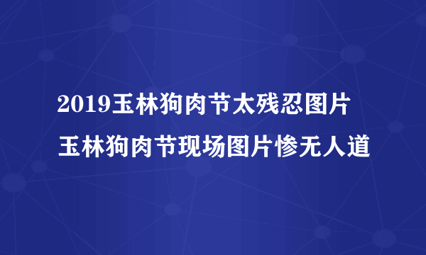 2019玉林狗肉节太残忍图片 玉林狗肉节现场图片惨无人道