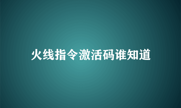 火线指令激活码谁知道