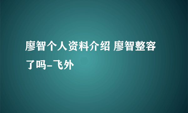 廖智个人资料介绍 廖智整容了吗-飞外