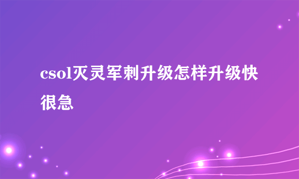 csol灭灵军刺升级怎样升级快很急