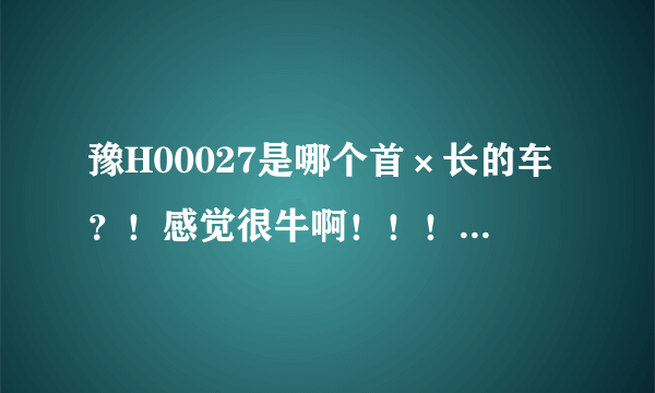 豫H00027是哪个首×长的车？！感觉很牛啊！！！！（豫HW4949,豫H 00061）