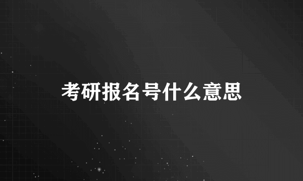 考研报名号什么意思