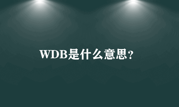 WDB是什么意思？