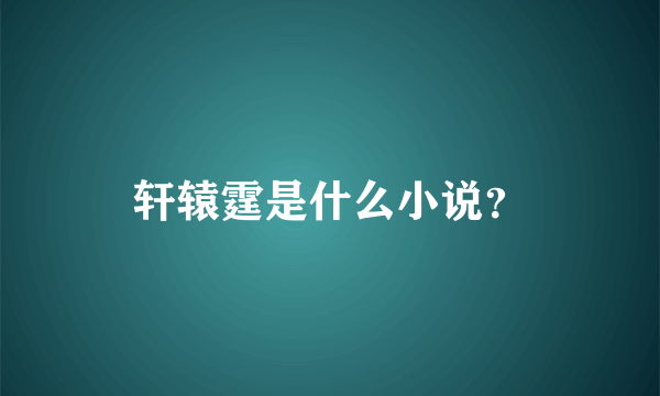 轩辕霆是什么小说？