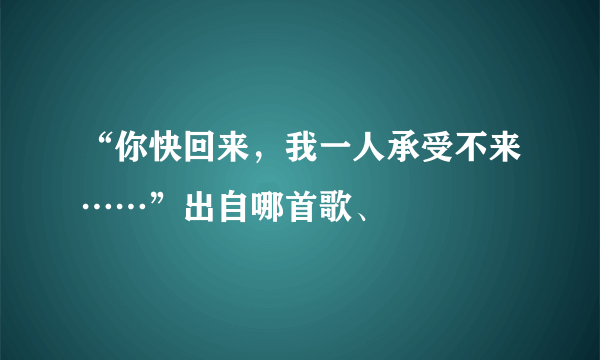 “你快回来，我一人承受不来……”出自哪首歌、