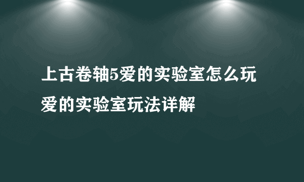 上古卷轴5爱的实验室怎么玩 爱的实验室玩法详解