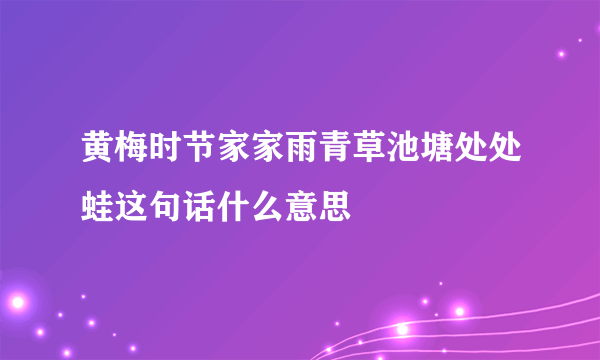 黄梅时节家家雨青草池塘处处蛙这句话什么意思