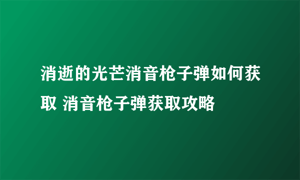 消逝的光芒消音枪子弹如何获取 消音枪子弹获取攻略