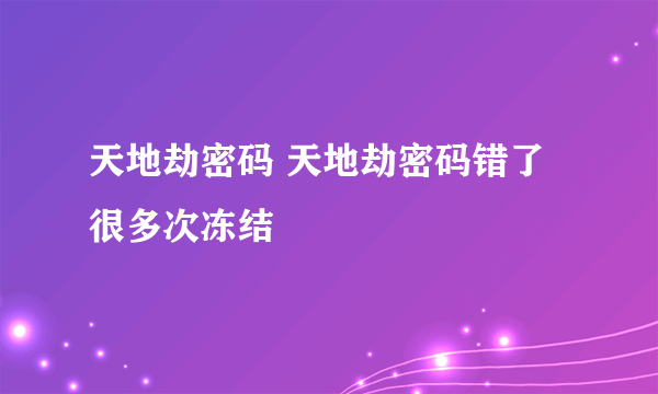 天地劫密码 天地劫密码错了很多次冻结