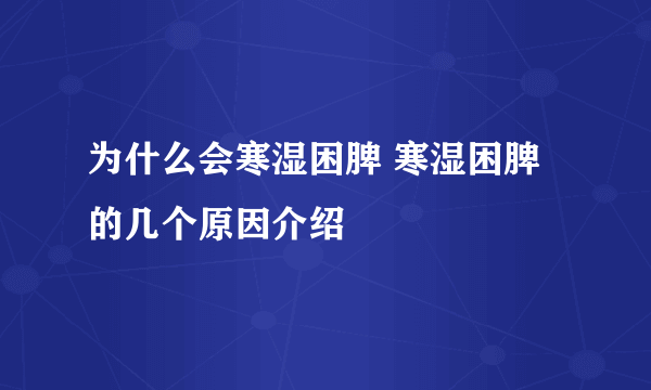 为什么会寒湿困脾 寒湿困脾的几个原因介绍