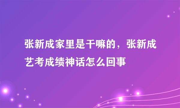 张新成家里是干嘛的，张新成艺考成绩神话怎么回事