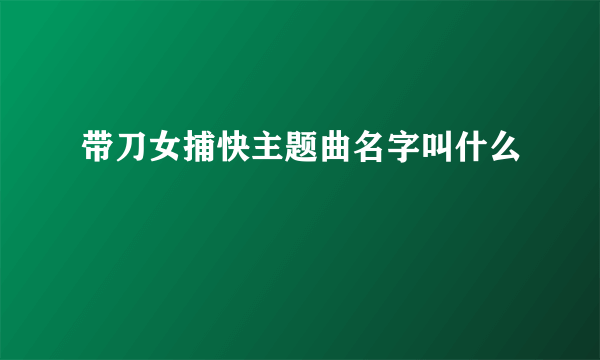 带刀女捕快主题曲名字叫什么