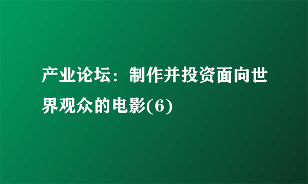 产业论坛：制作并投资面向世界观众的电影(6)