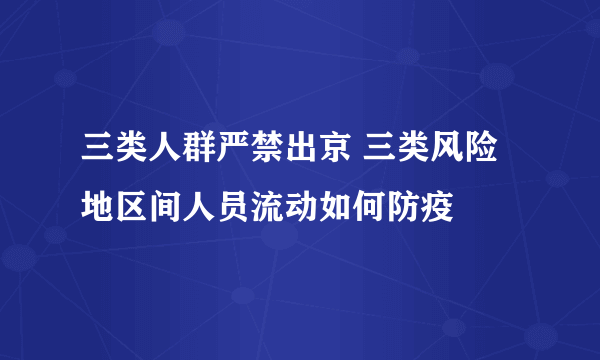 三类人群严禁出京 三类风险地区间人员流动如何防疫