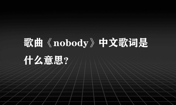 歌曲《nobody》中文歌词是什么意思？