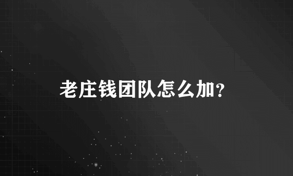 老庄钱团队怎么加？