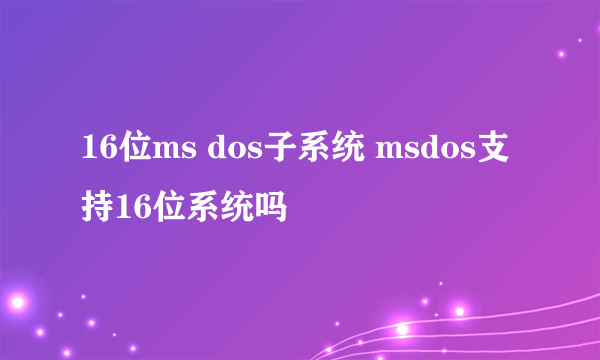 16位ms dos子系统 msdos支持16位系统吗