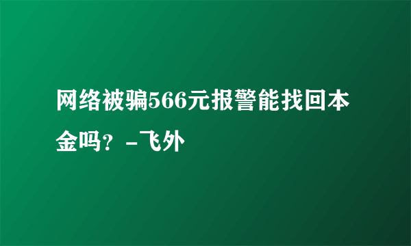 网络被骗566元报警能找回本金吗？-飞外