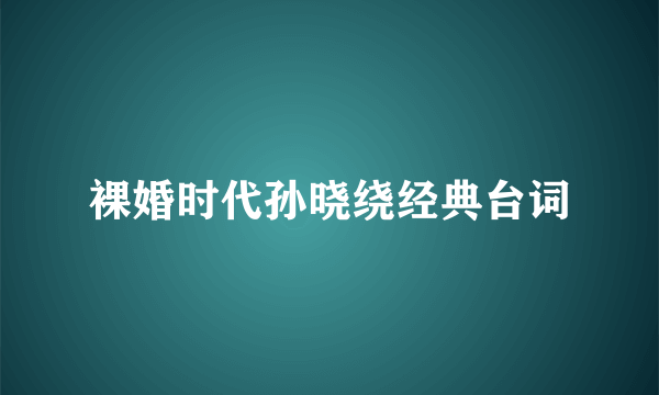 裸婚时代孙晓绕经典台词