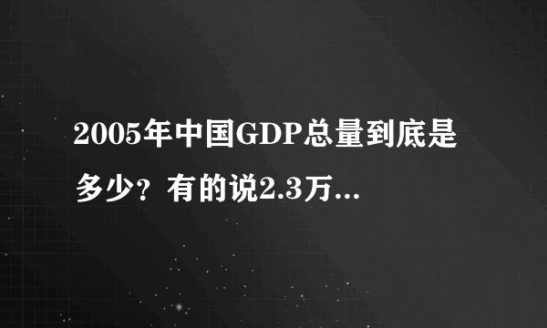 2005年中国GDP总量到底是多少？有的说2.3万亿美元有的说2.0万亿！世界排名不知道是第四还是第五！