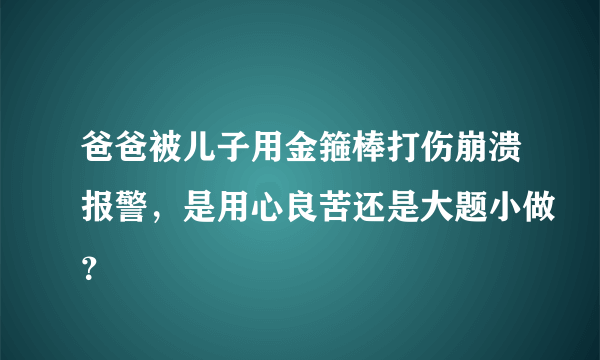 爸爸被儿子用金箍棒打伤崩溃报警，是用心良苦还是大题小做？