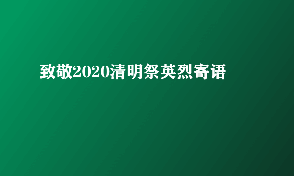 致敬2020清明祭英烈寄语