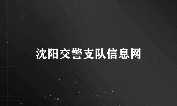 沈阳交警支队信息网