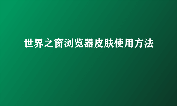 世界之窗浏览器皮肤使用方法