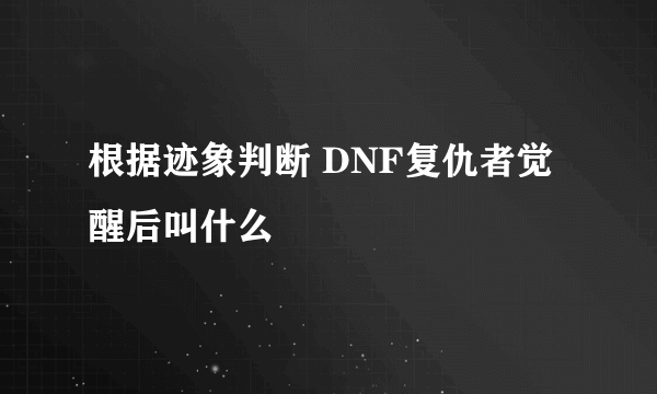 根据迹象判断 DNF复仇者觉醒后叫什么