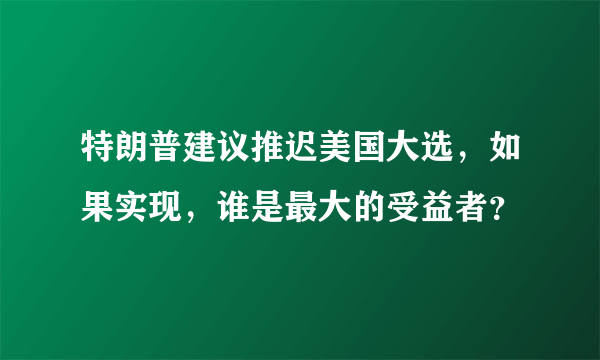 特朗普建议推迟美国大选，如果实现，谁是最大的受益者？