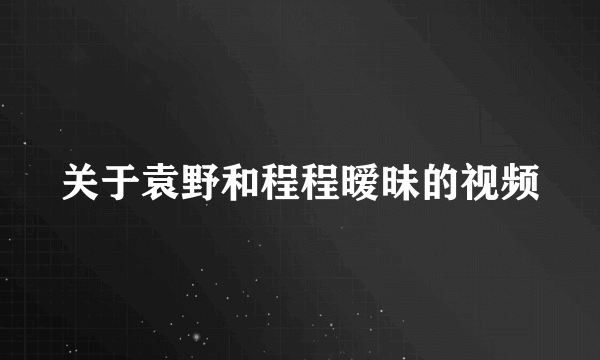 关于袁野和程程暧昧的视频