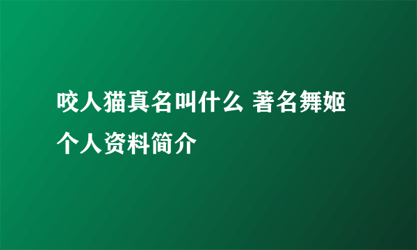 咬人猫真名叫什么 著名舞姬个人资料简介