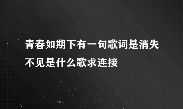 青春如期下有一句歌词是消失不见是什么歌求连接