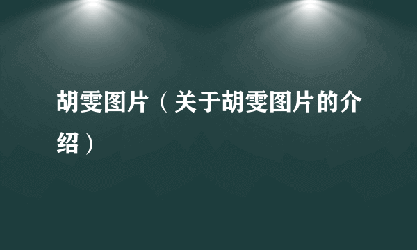 胡雯图片（关于胡雯图片的介绍）