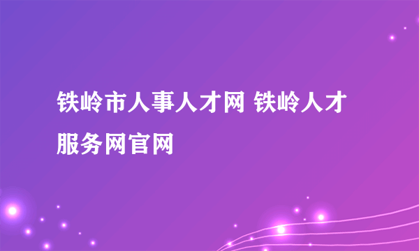 铁岭市人事人才网 铁岭人才服务网官网