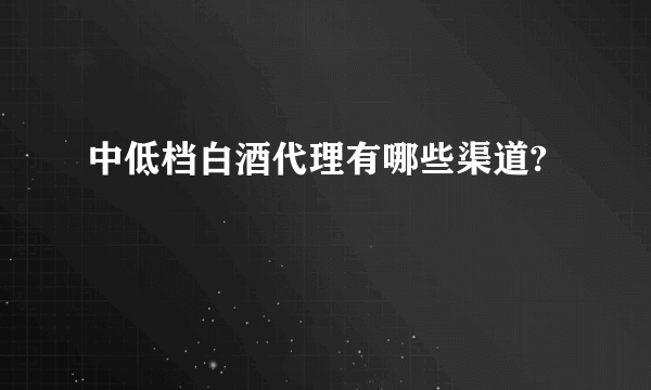 中低档白酒代理有哪些渠道?