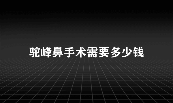 驼峰鼻手术需要多少钱