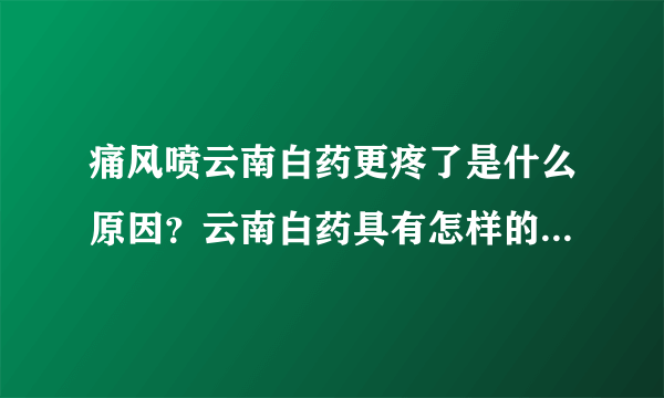 痛风喷云南白药更疼了是什么原因？云南白药具有怎样的功效与作用？