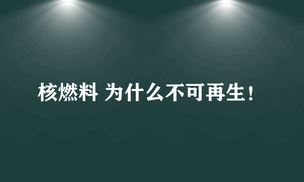 核燃料 为什么不可再生！