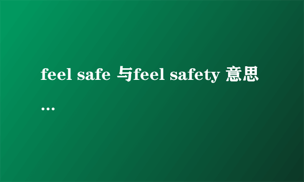 feel safe 与feel safety 意思上有何区别？