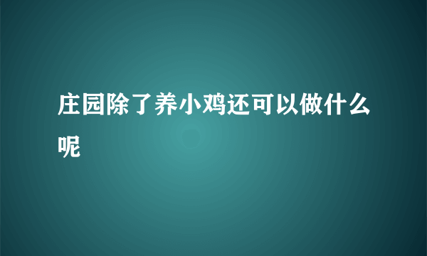 庄园除了养小鸡还可以做什么呢