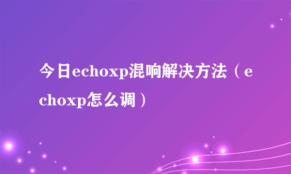 今日echoxp混响解决方法（echoxp怎么调）