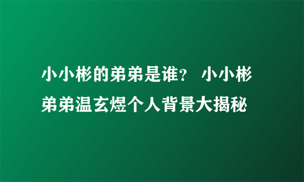 小小彬的弟弟是谁？ 小小彬弟弟温玄煜个人背景大揭秘