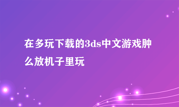 在多玩下载的3ds中文游戏肿么放机子里玩