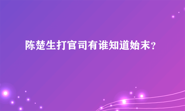 陈楚生打官司有谁知道始末？