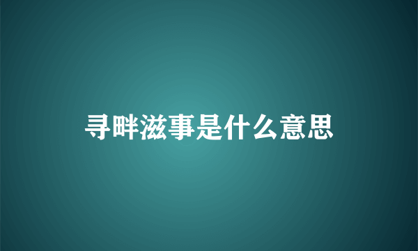 寻畔滋事是什么意思