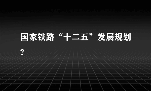 国家铁路“十二五”发展规划?