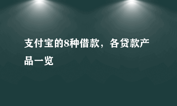 支付宝的8种借款，各贷款产品一览 